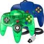 2 Pack N64 Controller, iNNEXT Classic Wired N64 Gamepad Joystick for Ultra 64 (Blue/Transparent Green)