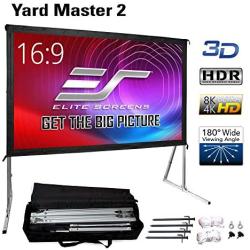 Elite Screens Yard Master 2, 90-inch Indoor Outdoor Portable Fast Folding Projector Screen with Stand 16:9, 8K 4K Ultra HD 3D Movie Theater Cinema 90” Foldable Rear Projection Screen, OMS90HR3