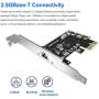 2.5GBase-T PCIe Network Adapter with 1 Port, 2500/1000/100Mbps PCI Express Gigabit Ethernet Card RJ45 LAN Controller Support Windows Server/Windows/Linux, Standard and Low-Profile Brackets Included