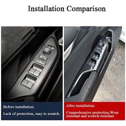 XITER 4pcs ABS Carbon Fiber Car Interior Automobile Door Window Control Panel Cover Molding Door Lock Switch Trim Accessories For Honda 10th Civic 2016 2017 2018 2019 2020 (BLACK)