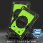 SEYMAC stock Case for iPad 6th/5th Generation, [Full-Body] Protection with 360 Degrees Rotating Stand [Pencil Holder] Hand Strap for iPad 5th/6th/ Air 2/ Pro 9.7(Green+Black)