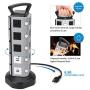 SUPERDANNY Power Strip Tower SDD005 - 5 Surge Protector 18 Outlet Plugs with 4.2A 4-USB Slot Electric Fast Charging Station 3000W 13A 16AWG 6.5ft Heavy Duty Cord Wire Extension for Home Office