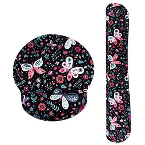 Keyboard Wrist Rest Pad and Mouse Pad Wrist Support, Ergonomic Raised Memory Foam, Non Slip PU Rubber Base [Pain Relief] for Office, Computer, Laptop, Typist, Gamer