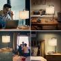 ZEEFO Bedside Table Lamp, USB & Type C Charging Ports & 3-Prong AC Outlet Desk Lamp, Retro Walnut Solid Wood Base Light Luxury Nightstand Lamps with Grey Lampshade Ideal for Bedroom,Living Room,Office