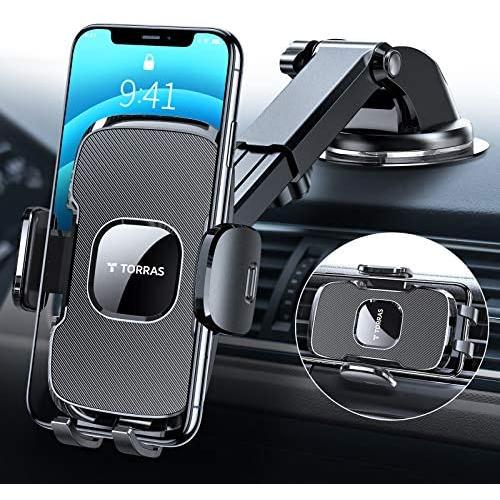 TORRAS [Ultra-Durable] Cell Phone Holder for Car, Universal Car Phone Mount Dashboard Windshield Vent Compatible with iPhone 12 11 Pro Max XS X XR 8 SE, Samsung Galaxy S20+Ultra S10 Note 10 Plus &All