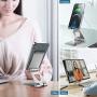 Cell Phone Stand Holder Adjustable Increase Fully Foldable Thick Aluminum Desktop Cradle Dock with Anti-Slip Base and Convenient Charging Port for iPhone for Bedside Table, Ofice, Desk-Silver