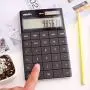 Electronic Desktop Calculator with 12-Digit Large Display, Solar and AA Battery Dual Power Standard 12-Digit Big Display Handheld Function Desktop Calculator (Black 2)