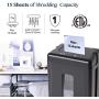 WOLVERINE 15-Sheet Super Micro Cut High Security Level P-5 Heavy Duty Paper/CD/Card Shredder for Home Office, Ultra Quiet by Manganese-Steel Cutter and 8 Gallons Pullout Waste Bin SD9520 (Black ETL).