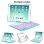 iPad Keyboard Case 9.7 for iPad 2018 (6th Gen) - 2017 (5th Gen) - iPad Pro 9.7 - iPad Air 2 & 1, 7 Color Backlit Keyboard Case/360 Rotate Wireless/BT Keyboard Case with Auto Sleep/Wake (Tiffany Blue)