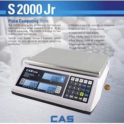 CAS S2000Jr 30 Pound Capacity - LCD Display - 3 Direct PLUs annd 199 Indirect PLUs - Food or Retail Industry Scale - NTEP Approved