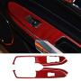 Charminghorse Real Carbon Fiber Interior Door Window Lift Switch Button Panel Decorative Frame Cover Trim Stickers for Ford Mustang 2015 2016 2017 2018 2019 Accessories (4 Pieces - Red)
