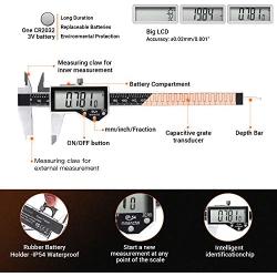 TACKLIFE Digital Vernier Caliper 6 inch Measuring Tool, IP54 Waterproof Stainless Steel Electronic Caliper with large LCD screen,Inch/MM/Fraction for Home use and Professional Measurement- DC04