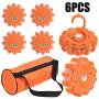 Goplus 6PCS LED Road Flares, Road Emergency Lights Safety Flashing Warning Beacon Disc with Hook and Magnetic Base, 10 Flash Modes (Batteries Not Included), for Car Truck Motorcycle Boat (6PCS)