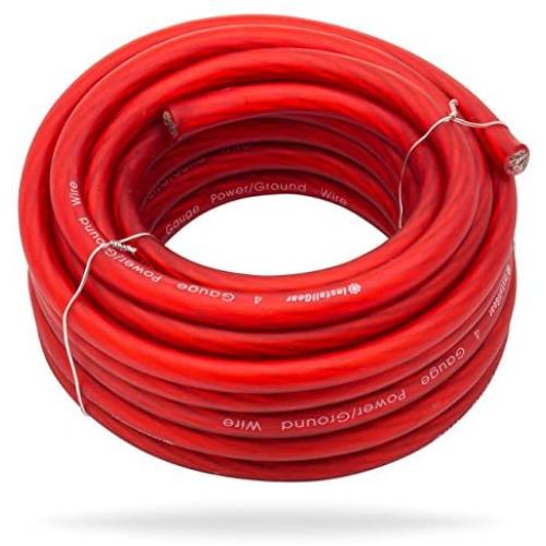 InstallGear 4 Gauge Red 25ft Power/Ground Wire True Spec and Soft Touch Cable