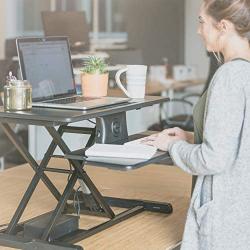 TechOrbits Electric Standing Desk Converter Workstation Rise-X E Motorized Stand Up Desk Riser for a Sit Stand Desk - Height Adjustable Computer Table for Standing Desks - 32” Work Surface, Black