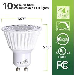 10 Pack Bioluz LED GU10 LED Bulbs Dimmable 3000K 50W Halogen Replacement 120v UL Listed (Pack of 10)