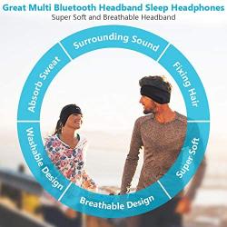 Sleep Headphones Bluetooth Headband,Upgrage Soft Sleeping Wireless Music Sport Headbands, Long Time Play Sleeping Headsets with Built in Speakers Perfect for Workout, Running, Yoga (Black)