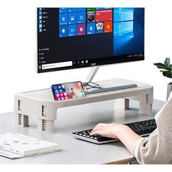 Adjustable Monitor Stand Riser, 6 Height Adjustable Monitor Stand for Laptop, Computer iMac Pc Printer, Ergonomic Desktop Stand with Phone & Tablet Holder