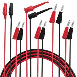 Micsoa Multimeter Leads, Electrical Test Lead Kit - Banana to Alligator Clips, Banana to Banana Plugs, Banana to Plounger Mini Hooks Multimeter Leads Set（3 Pair）