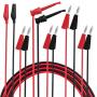 Micsoa Multimeter Leads, Electrical Test Lead Kit - Banana to Alligator Clips, Banana to Banana Plugs, Banana to Plounger Mini Hooks Multimeter Leads Set（3 Pair）