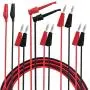 Micsoa Multimeter Leads, Electrical Test Lead Kit - Banana to Alligator Clips, Banana to Banana Plugs, Banana to Plounger Mini Hooks Multimeter Leads Set（3 Pair）