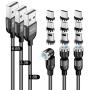 Magnetic Charging Cable(3-Pack, 1.6ft/3.3ft/6.6ft), Melonboy 360°&180° Rotation Magnetic Phone Charger Cable, 3 in 1 Nylon Braided Magnetic Cable Compatible with Micro USB, Type C and iProduct - Black