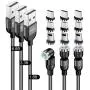 Magnetic Charging Cable(3-Pack, 1.6ft/3.3ft/6.6ft), Melonboy 360°&180° Rotation Magnetic Phone Charger Cable, 3 in 1 Nylon Braided Magnetic Cable Compatible with Micro USB, Type C and iProduct - Black
