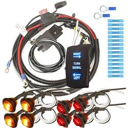 MCSADVENTURES Basic Universal UTV Rocker Switch Turn Signal Kit (Vertical: backlit, Blue)