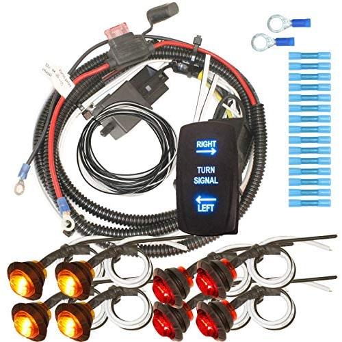 MCSADVENTURES Basic Universal UTV Rocker Switch Turn Signal Kit (Vertical: backlit, Blue)