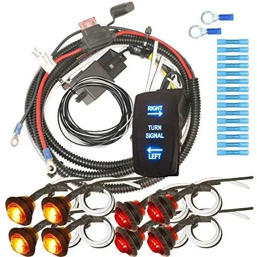 MCSADVENTURES Basic Universal UTV Rocker Switch Turn Signal Kit (Vertical: backlit, Blue)