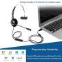 VoiceJoy Office Headset with USB Jack Business Noise Cancelling Headset with Microphone, Volume Control Mute Switch for Laptops PCs Computers