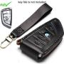 Leather BMW Key Fob Cover Suit for Keyless Remote Control for BMW 1 2 3 4 5 6 7 Series and X1 X2 X3 X5 X6 etc (A Black) …