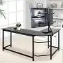 FORGING MOUNT Quad Monitor Stand Mount,Free Standing Desk Stand Fully Adjustable Monitor Arm Mount Holds 4 Screens up to 30 Inches,VESA 75 100,Each Arm Holds up to 22lbs,with C-Clamp and Grommet Base