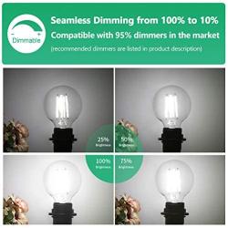 Dimmable G25 LED Vanity Edison Bulbs 100W Equivalent 1200 Lumens 5000K Daylight White 8W Vintage LED Globe Filament Bulbs with Clear Glass & E26 Base for Bathroom Makeup Mirror Pendant 4 Packs