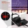 10Ft Flat Plug Power Strip, JACKYLED Surge Protector with 6 AC Outlets and 2.4A 4 USB Charging Ports, 1875W/15A Extension Cord Pack Fireproof Desktop Charger for Office Home Kitchen School, Black Gray