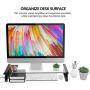 Mufti-Function USB 2.0 Monitor Stand Riser Tempered Glass Computer Screen Stand with Keyboard Storage Space, Fast Charging and External Power Supply (Transparent)