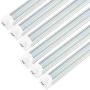 JESLED 8FT LED Shop Light Fixtures - 72W 9000LM, 6500K (Super Bright White), 8 Foot T8 LED Tube Light Fixture for Garage Warehouse, V Shape, High Output, with On/Off Switch, Plug and Play (6-Pack)