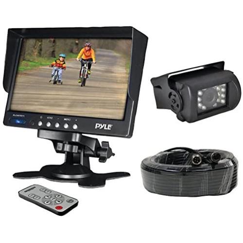 Car Backup Rear View Camera - Reverse Parking Rearview Back Up Car Camera And Monitor Video System w/ 7'' Monitor, Dual DC 12-24V - Back Up Camera For Bus, Truck, Trailer, Van - Pyle PLCMTR71