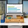 Monitor Stand Riser with Drawer - Desk Shelf Organizer Keyboard Storage Bamboo 22x10.6x4.7 inch