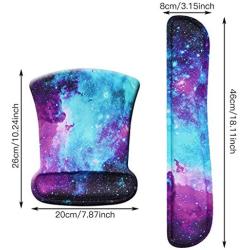 Mouse Pad with Wrist Support Set & Memory Foam Keyboard Wrist Rest Pad,iKammo Non Slip Gel Wrist Rest Mouse Pad for Gaming,Working,Office & Home(Galaxy Set)