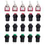 Twidec/Each 5 12mm SPST Self-Locking Latching Push Button Switch 3 Color + 5Pcs 2 Position 2 Pins ON-Off SPST Mini Toggle Switch L-DS-427-3C-101