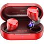 TOZO T12 Wireless Earbuds Bluetooth Headphones Premium Fidelity Sound Quality Wireless Charging Case Digital LED Intelligence Display IPX8 Waterproof Earphones Built-in Mic Headset for Sport Red