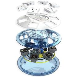 TP UFO Slim Design 6-Outlet Clear-Blue Round Power Center, 3 Quick Charging USB Ports, 4-Ft Heavy Duty Power Cord, Tabletop Surge Protector EMI-/RFI-Filter for Home Office Meeting Room UL Listed