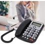 Wired Corded Telephone,Desktop Landline Telephone FSK/DTMF Noise Cancelling Large Button Phone,Real-time Date,Call Time Record with Caller ID LCD Display,Speakerphone for Home/Hotel/Office( Black)