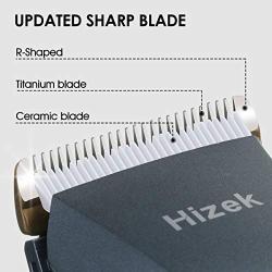 Beard and Hair Trimmer, Hizek Hair Clippers Professional Haircut Kit,Cordless Mens Trimmer with 3 Adjustable Speeds,Charging Stand, Ceramic and Titanium Blades,and 6 Guide Combs for Family Use