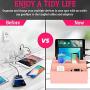 Huga Bamboo Charging Station & Multiple Device Organizer for Cellphone, Smart Watch and Tablet (Pink)