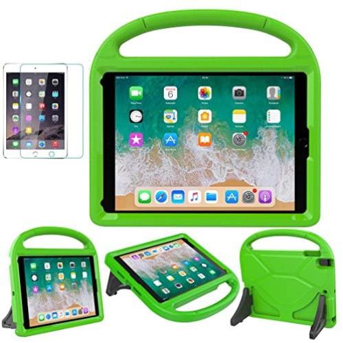 iPad 9.7 2018 2017 / Air 1/2 / Pro 9.7 Case for Kids - SUPLIK Durable Shockproof Protective Handle Bumper Stand Cover with Screen Protector for iPad 9.7 inch 5th/6th Generation, Green