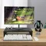 Monitor Stand Riser (Hide Full Size Keyboard), ABPBP Wood TV PC Desktop Computer Monitor Screen Riser for Desk, Ergonomic Laptop Printer Stand TV Shelf (Tool-Free Assembly) (Black Walnut)