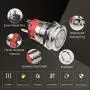 STARELO 19MM 3/4'' Momentary Push Button Switch 5A 12V 1NO1NC Waterproof Stainless Steel Shell with LED Ring with Wire Socket Plug(White)