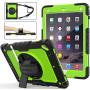 SEYMAC stock Case for iPad 6th/5th Generation, [Full-Body] Protection with 360 Degrees Rotating Stand [Pencil Holder] Hand Strap for iPad 5th/6th/ Air 2/ Pro 9.7(Green+Black)